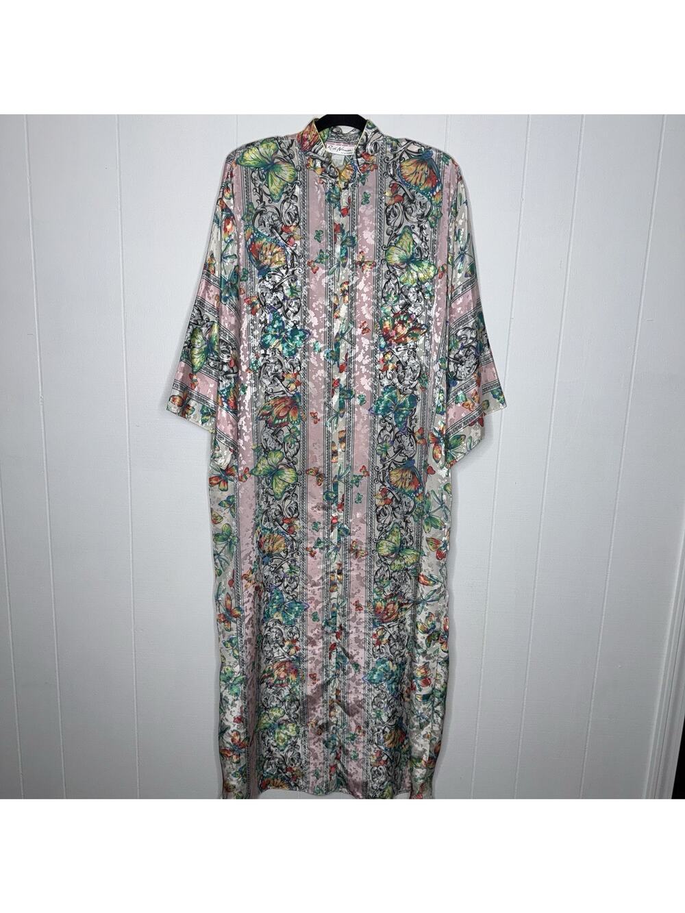Vintage Ruth Norman Women’s Caftan House Dress Whimsical Butterfly Iridescent XL